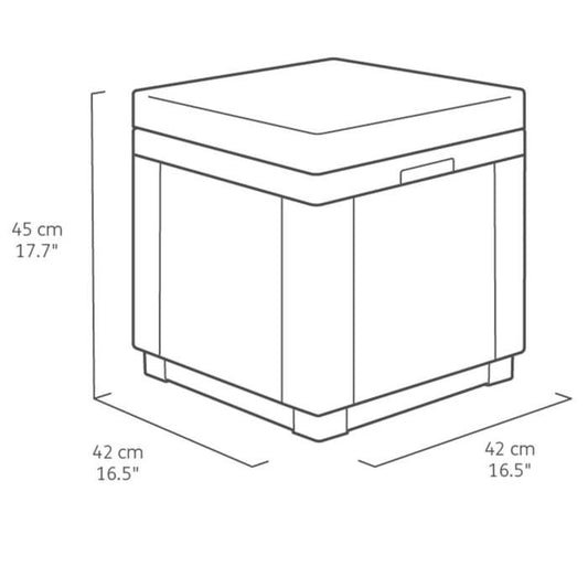 ALLIBERT GARDEN Pouf table with cushion and integrated storage - Imitation woven rattan graphite