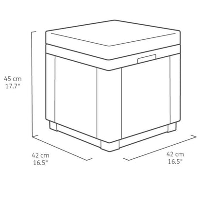 ALLIBERT GARDEN Pouf table with cushion and integrated storage - Imitation woven rattan graphite