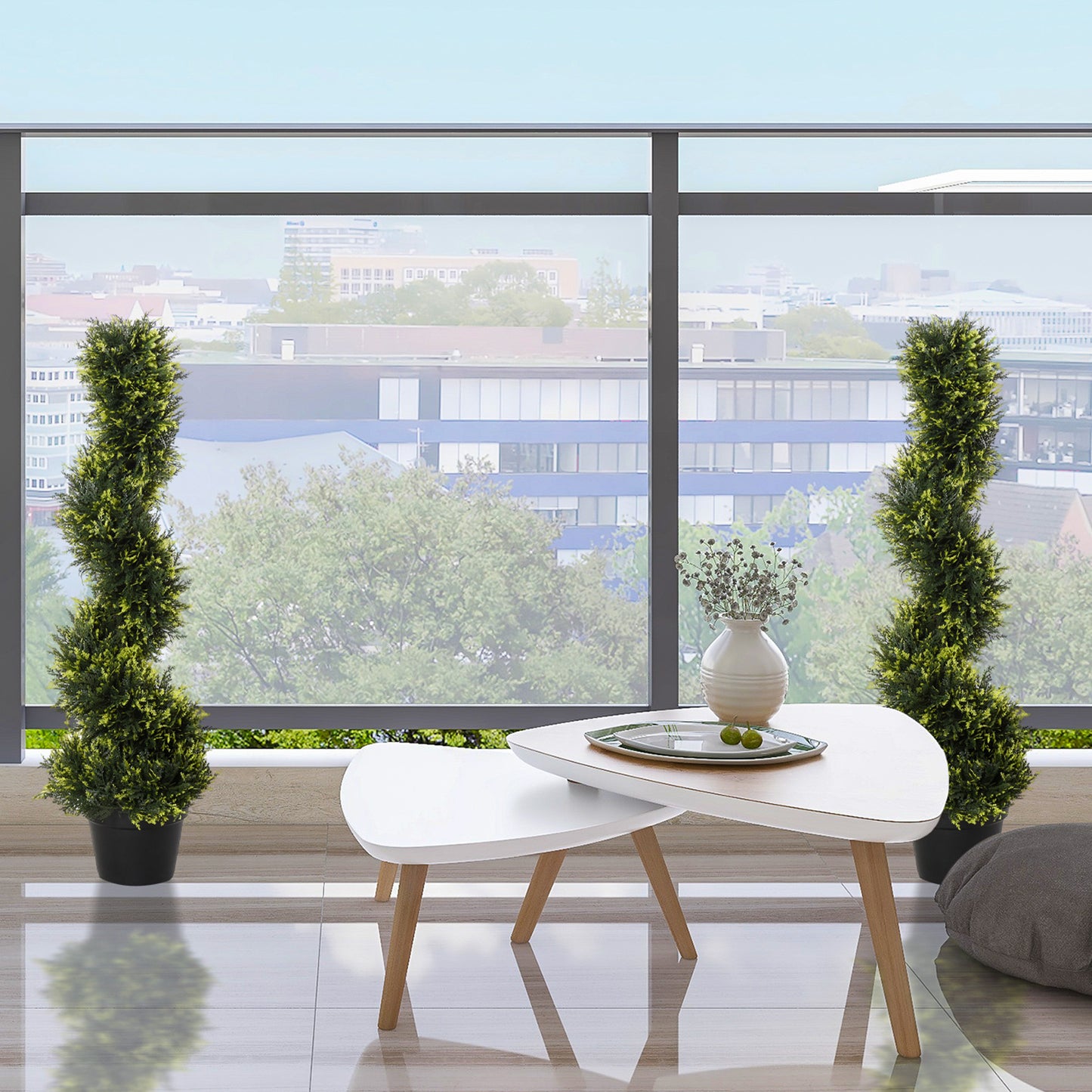 Outsunny Künstliche Spiralpflanze, Spiral-Zedernbaum mit Topf, 90 cm, künstliche Zeder für Außen- und Innendekoration, Grün