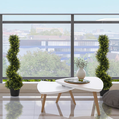 Outsunny Künstliche Spiralpflanze, Spiral-Zedernbaum mit Topf, 90 cm, künstliche Zeder für Außen- und Innendekoration, Grün