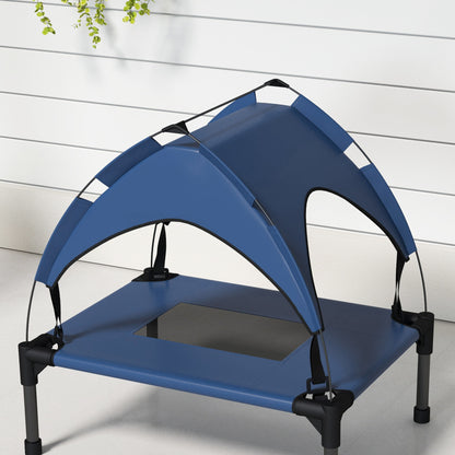 PawHut Hundebett mit Dach, Outdoor, tragbar, wasserabweisend, bis 30 kg, 61 x 46 x 63 cm, Dunkelblau
