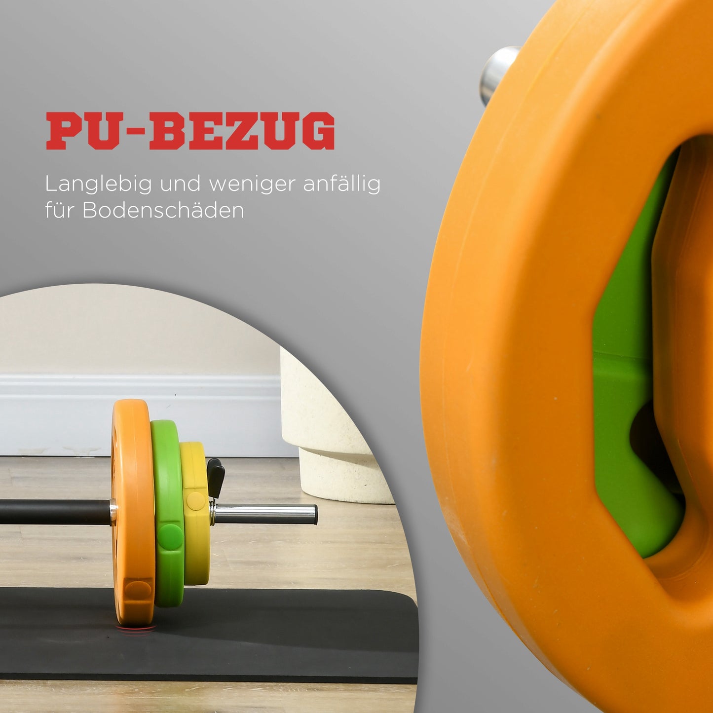 HOMCOM Hanteln Set 20kg Hantelset aus Gusseisen Kurzhanteln mit Verbindungsrohr Rutschfester Griff Mehrfarbig