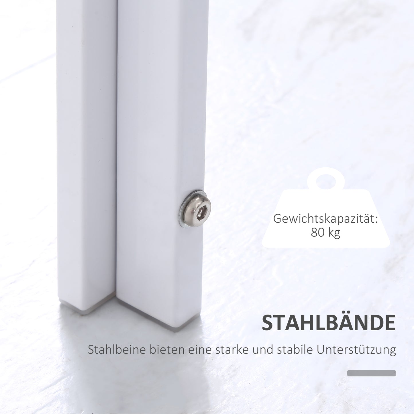 HOMCOM Esstisch Küchentisch großer Tisch, modernes Design, 120 cm x 60 cm x 75 cm, Weiß