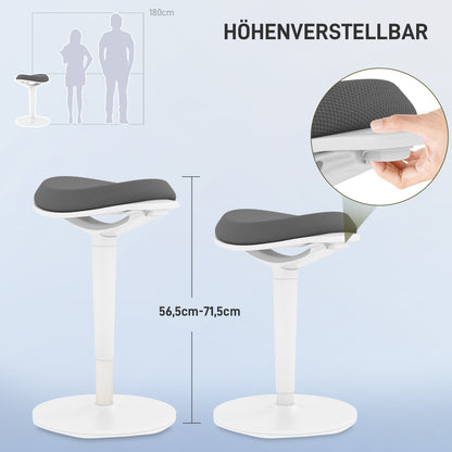 HOMCOM Bürohocker, ergonomischer Stehhocker, höhenverstellbar, bis 120 kg, 42,5 x 35,5 x 56,5-71,5 cm, Grau