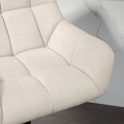 HOMCOM Barhocker 2er-Set Retro-Design höhenverstellbar Kunstleder Leinenoptik Creme + Schwarz