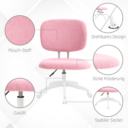 Vinsetto Bürostuhl Computerstuhl drehbar, höhenverstellbar, 48 cm x 53 cm x 80-90 cm, Rosa