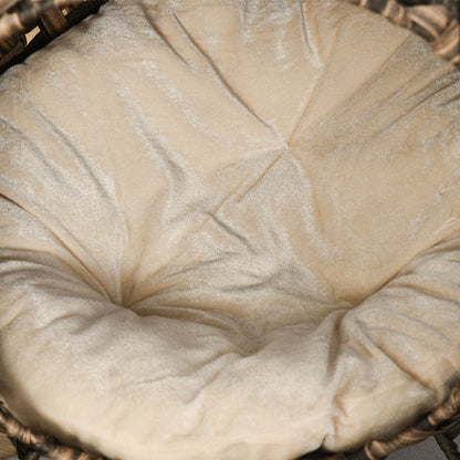 PawHut Katzenhaus från Rattan mit Kissen Katzenschlafplatz Katzenhöhle mit erhöhten Füßen Braun Ø52 x 58 cm