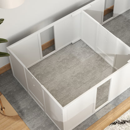 PawHut Wurfkiste für Welpen, teilbar i 2 Räume, Acrylfenster, 196 x 96 x 48 cm, Weiß