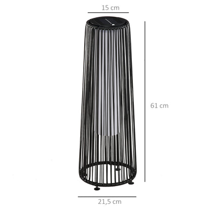 Outsunny Gartenleuchte, Außenlampe, solarbetrieben, 8 Stunden Betrieb, Rattanoptik, schwarz, 21,5 x 21,5 x 61 cm