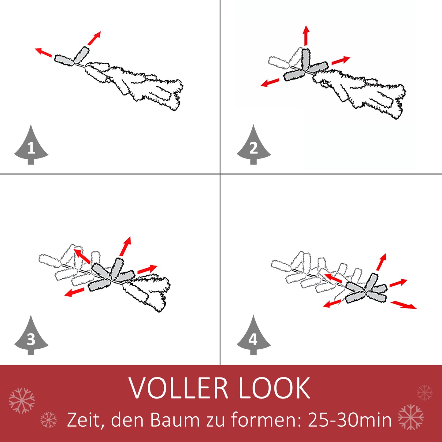 HOMCOM Künstlicher Weihnachtsbaum 180 cm Kieferbaum künstlich mit 724 Zweigen Metallständer für drinnen