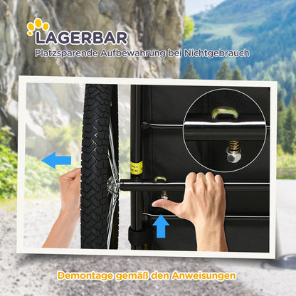 PawHut Hundeanhänger, klappbarer Hunde-Fahrradanhänger, wasserbeständig, Oxfordstoff, Stahl, 140 x 71 x 83 cm, Blau