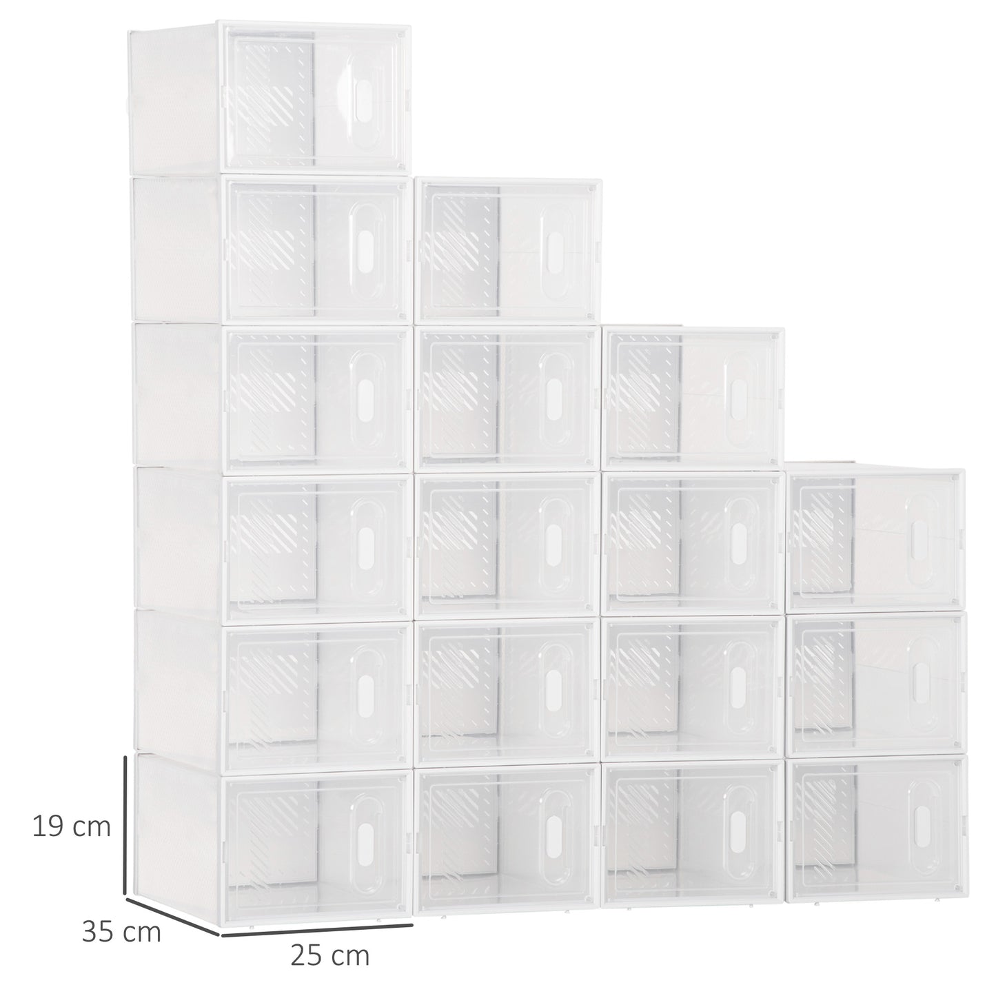 HOMCOM Modulares Regalsystem mit 18 Fächern, Steckregal, 25 cm x 35 cm x 19 cm, Transparent