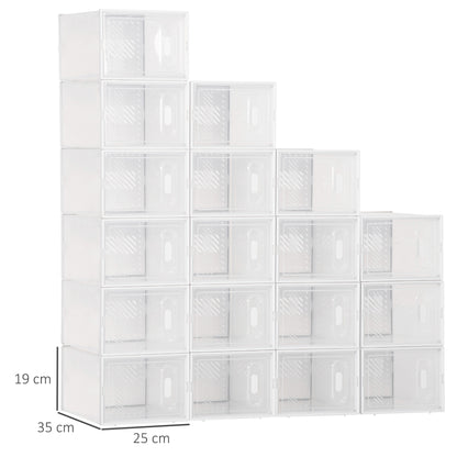 HOMCOM Modulares Regalsystem mit 18 Fächern, Steckregal, 25 cm x 35 cm x 19 cm, Transparent