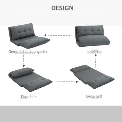 HOMCOM Tiefer Relaxsessel, 13 Positionen, Leinenoptik, Metallstruktur, 100 x 71 x 54 cm, Grau