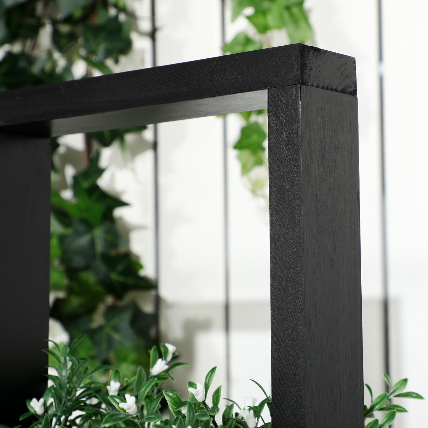 Outsunny Pflanzkasten-Kombination, modulär design, Standrahmen, Naturholz, schwarz, 90 x 45 x 170 cm