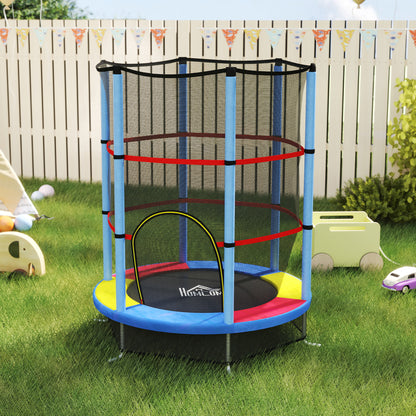 HOMCOM Kindertrampolin, Sicherheitsnetz, Gummifederung, bis 45 kg, Stahlgestell, Ø140x160cm, Bunt