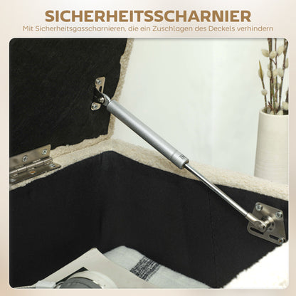 HOMCOM Sitzbank im Vintagedesign, Schuhbank, versteckter Stauraum, Kaschmir-Optik, Beige + Schwarz