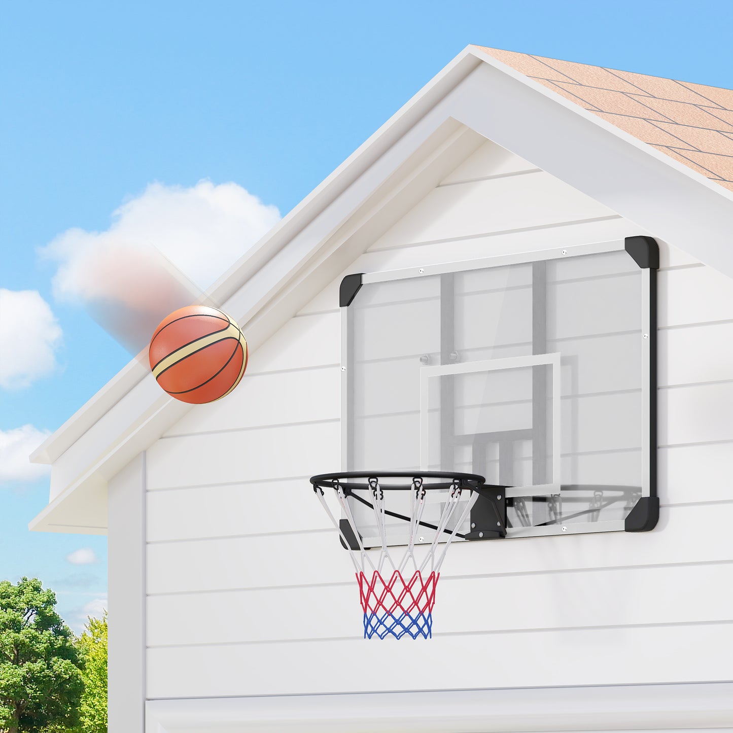 SPORTNOW Basketballkorb, bruchsichere Rückwand, höhenverstellbar, Indoor & Outdoor, Stahlrahmen, Schwarz