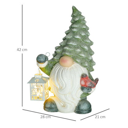 HOMCOM Weihnachtszwerg mit Laterne, LED, batteriebetrieben, wetterfest, 28x21x42 cm