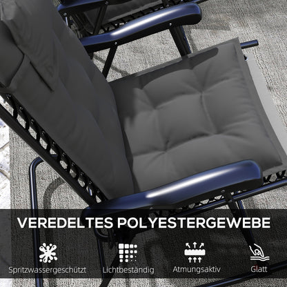 Outsunny 2er Set Auflage für Sonnenliege Wasserabweisend Liegenauflage für Gartenliege Polsterauflage 50x116x5 cm, Dunkelgrau