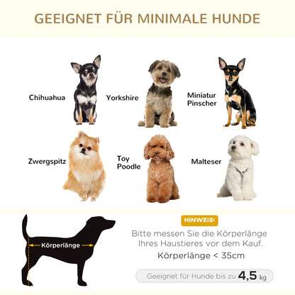 PawHut Haustiersoffa Hundematte Hundebett Hundesofa Hundecouch Katzen Sofa mit Kissen Rückentasche Plüsch Schaumstoff Kiefernholz Cremeweiß 70 x 47 x 30 cm