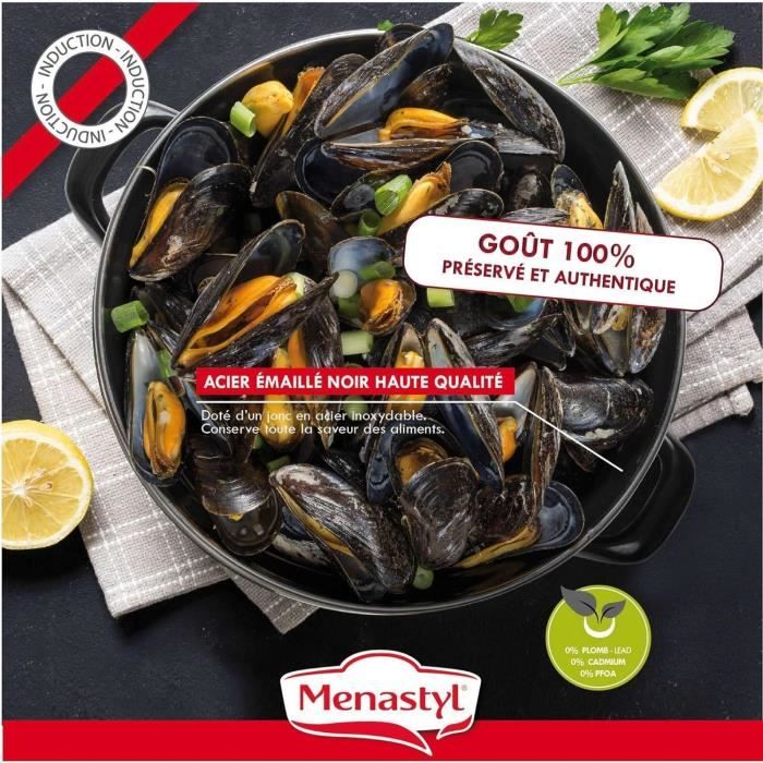 Mussel pot - MENASTYL - 3645562 - Enamelled steel - Black - 18 cm - 2.7 litres - Suitable for all hobs including induction