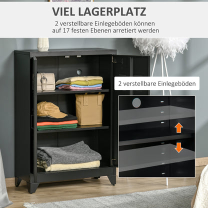 HOMCOM Aktenschrank Metallschrank Mehrzweckschrank mit magnetischer Lamellen-Doppeltür Verstellbarer Einlegeboden Büroschrank Aufbewahrungsschrank für Arbeitszimmer Wohnzimmer 75 x 33 x 110 cm Schwarz