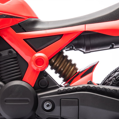 AIYAPLAY Elektro-Motorrad für Kinder, 6V Batterie-Antrieb, Stützräder, Hupe, Startgeräusch, 3-8 Jahre, Rot