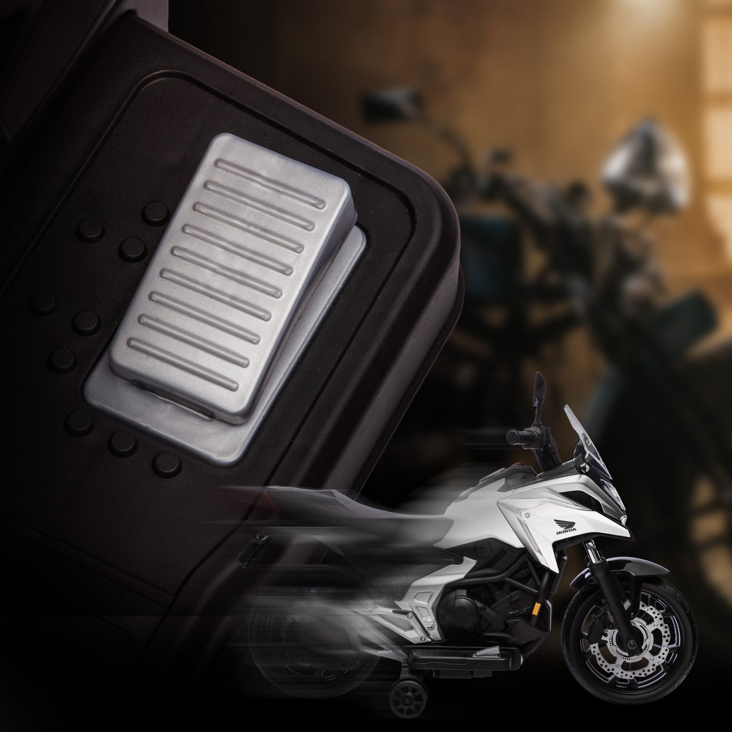 AIYAPLAY Elektro-Kindermotorrad, Honda, 3 km/h, Musik & Licht, 3-6 Jahre, bis 30 kg, Weiß