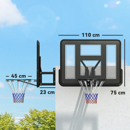 SPORTNOW Wandmontierter Basketballkorb, Reißfestes Netz, wetterbeständig, widerstandsfähig, für drinnen und draußen, Schwarz