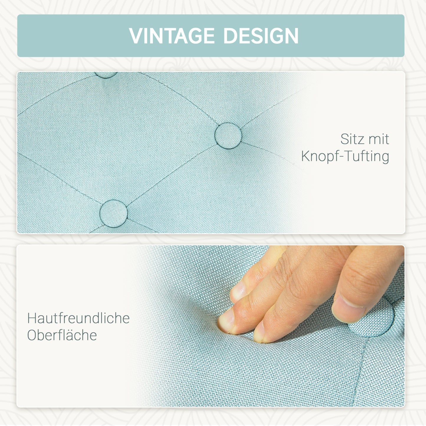 HOMCOM Sitzbank, Polsterbank mit Stauraum, leinenartiges Polyester, Kautschukholz, 100 x 40 x 44 cm, Grün