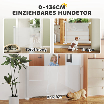 PawHut Treppenschutzgitter Ausziehbar 0-136cm 87 cm Hoch Türschutzgitter für Haustiere 142 x 10 x 87 cm Vit