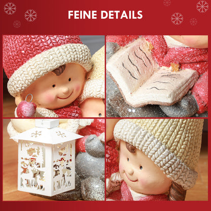 HOMCOM Weihnachtswichtel mit Buch & Laterne, LED, batteriebetrieben, 30 x 23 x 45 cm