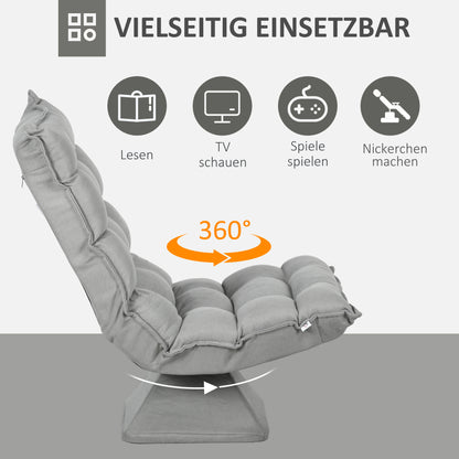 HOMCOM Relaxsessel Lesesessel, drehbar, Samtoptik, 62 cm x 70 cm x 95 cm, Hellgrau