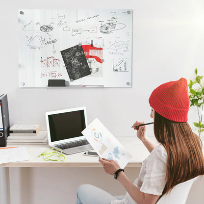 Vinsetto Glas Whiteboard, Memoboard, Whiteboard, 4 Stifte, 6 Magnete, 1 Schwamm,1 Ablage, Weiß