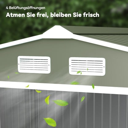 Outsunny Geräteschuppen mit Schiebetüren 2,77 x 1,95 x 1,92cm Metall Hellgrün