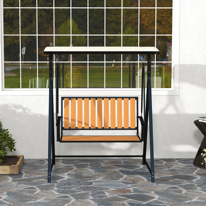 Outsunny Hollywoodschaukel mit verstellbarem Sonnendach, 2-Sitzer Gartenschaukel 142 x 112 x 162cm, Schwarz