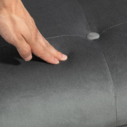 HOMCOM Akzentsessel mit Hocker, gepolstert, hohe Rückenlehne, Samtoptik, bis 150 kg, Dunkelgrau