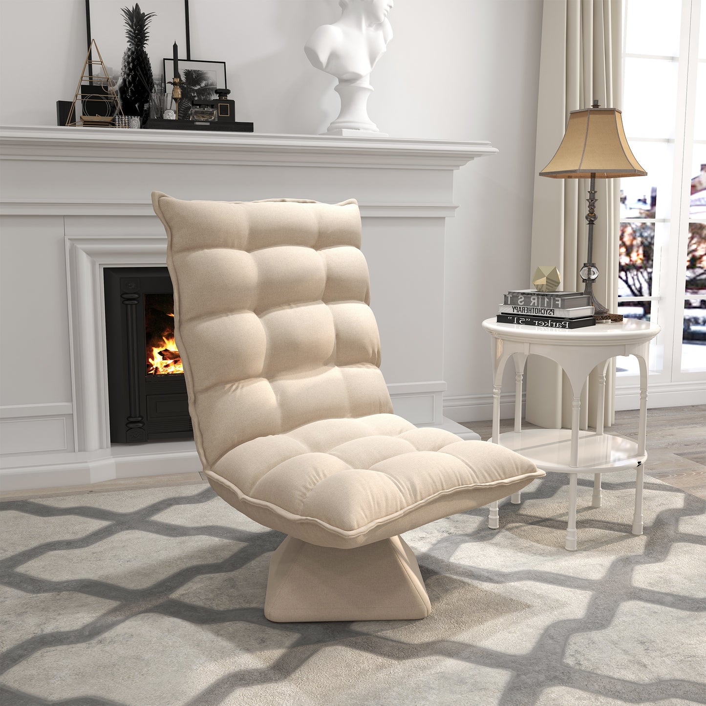 HOMCOM Relaxsessel Lesesessel, drehbar, Leinenoptik, 62 cm x 70 cm x 95 cm, Beige