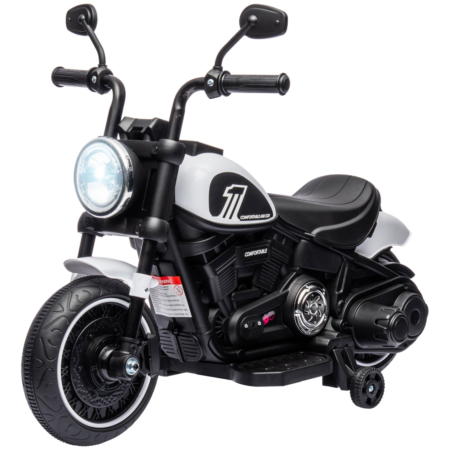 HOMCOM Elektro-Kindermotorrad, LED-Scheinwerfer, abnehmbare Stützräder, bequemer Sitz, Rot/Schwarz