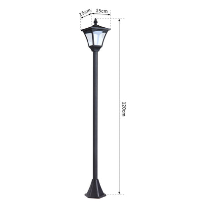 Outsunny LED Solar Gartenlaterne, Stehleuchte aus Edelstahl Gartenlampe 120 cm hoch Windlicht Außenleuchte IP44, Solarlampe mit Lichtsensor 30 Lumen Erdspieß, Gartenlampe für Garten Balkon Schwarz