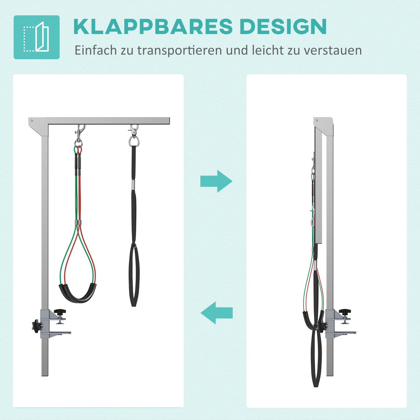 PawHut Haustierfrisiertisch Frisiertisch für Haustiere, höhenverstellbar, 36 x 8 x 74 cm, Silber