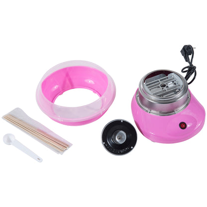 HOMCOM Zuckerwattemaschine für Zuhause Cotton Candy Machine Zuckerwatte Maschine mit Stäbchen und Messlöffel Höhe 18 cm 550W für Kinderfest, Geburtstag, Party Rosa