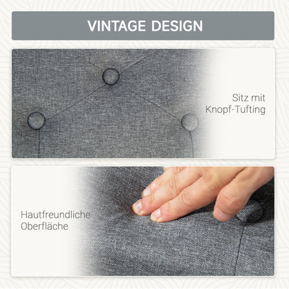 HOMCOM Sitzbank, Polsterbank mit Stauraum, leinenartiges Polyester, Kautschukholz, 100 x 40 x 44 cm, Hellgrau