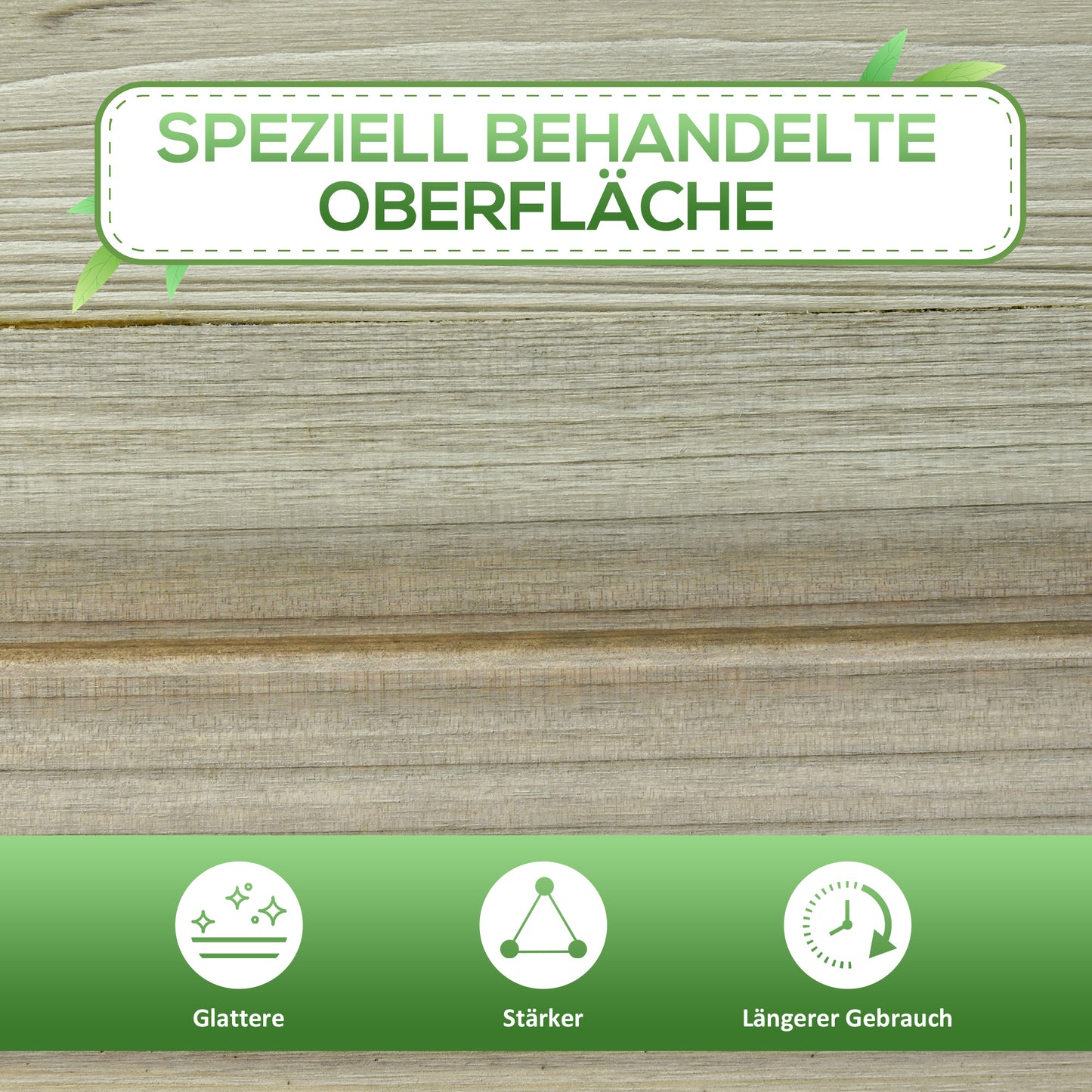 Outsunny Hochbeet, Erhöhter Pflanzkübel aus Holz mit unterem Regal, robust Konstruktion, Ablauflöcher, 91L x 51B x 76H cm, Grün