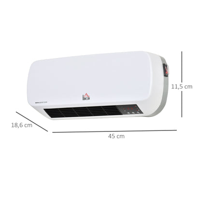 HOMCOM Heizlüfter zur Wandmontage 2000W mit Fernbedienung 2 Heizmodus LED-Display 12h Timer für Badezimmer