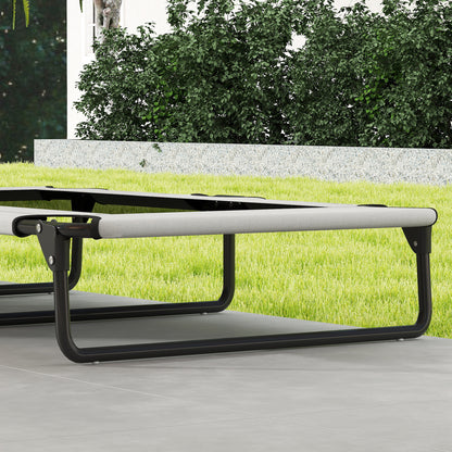 PawHut Tragbares erhöhtes Hundebett, erhöhtes Haustierbett mit atmungsaktivem Netz, für große Hunde, Hellgrau