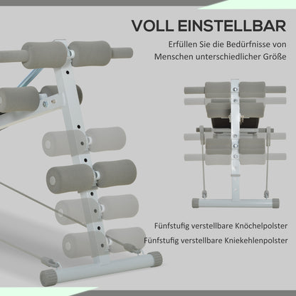 SPORTNOW Trainingsbank, Bauchtrainer, höhenverstellbar, klappbar, 2 Widerstandsbänder, Stahl, grün, 51 x 137 x 50-66 cm