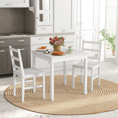 HOMCOM 3-teilige Essgruppe Sitzgruppe Tisch mit Stühlen, Massivholz, Weiß