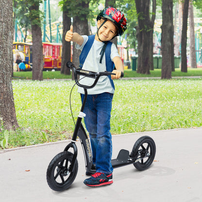 HOMCOM Kinderroller mit Hinterbremse Kickscooter 12 Zoll Tretroller Roller Scooter Cityroller für Kinder Kickboard Höhenverstellbar Stahl EVA Schwarz 120 x 52 x 80-88 cm